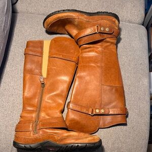 The North Face Tan Leather Boots with Buckle